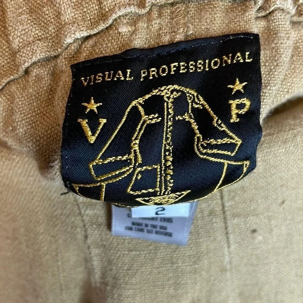 Visual Professional Tan Rayon‎ Elastic Waist Maxi Skirt Back Slit Made in USA OS